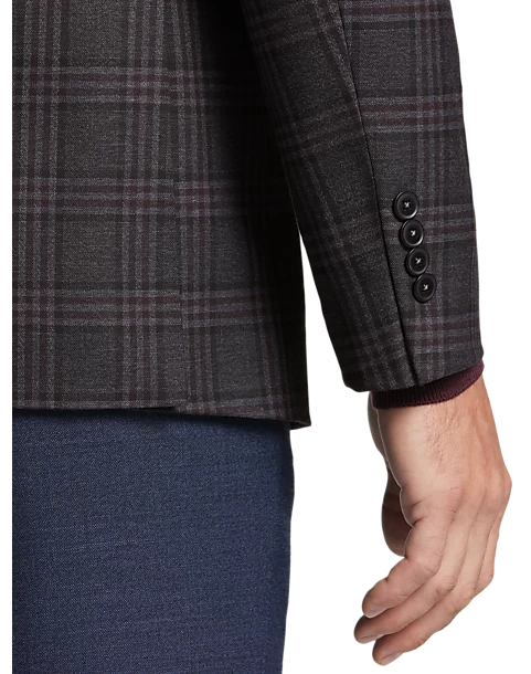 Michael Strahan Classic Fit Sport Coat, Wine Plaid - Image 2