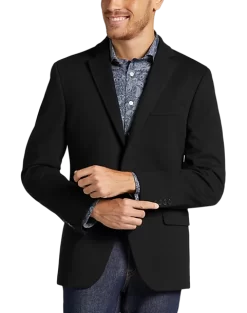 Michael Strahan Classic Fit Knit Sport Coat, Black Solid