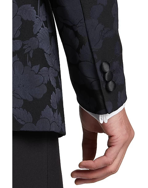 Egara Slim Fit Peak Lapel Dinner Jacket, Midnight Floral Jacquard - Image 2