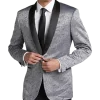 Egara Slim Fit Shawl Lapel Dinner Jacket, Silver Jacquard
