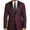 After Hours Slim Fit Dinner Jacket, Burgundy Jacquard