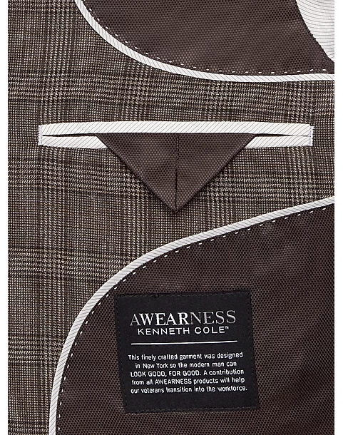 Awearness Kenneth Cole Modern Fit Sport Coat, Tan Plaid - Image 3