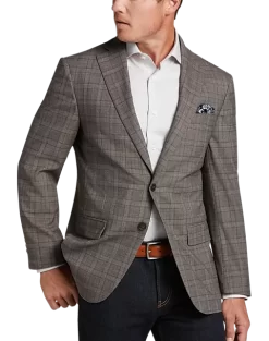 Awearness Kenneth Cole Modern Fit Sport Coat, Tan Plaid