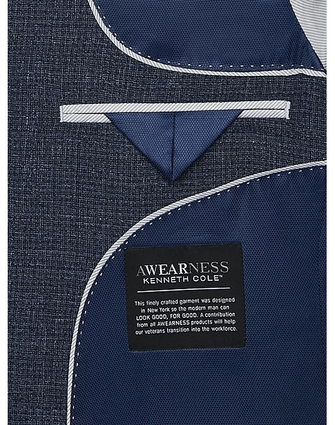 Awearness Kenneth Cole Modern Fit Sport Coat, Blue Tic - Image 3
