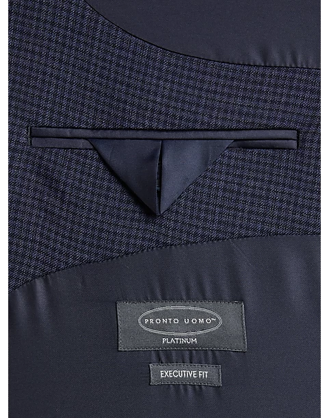 Pronto Uomo Executive Fit Sport Coat, Blue Check - Image 3