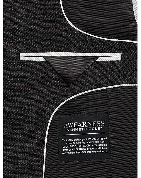 Awearness Kenneth Cole Modern Fit Sport Coat, Black Plaid - Image 3