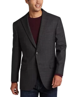Awearness Kenneth Cole Modern Fit Sport Coat, Black Plaid