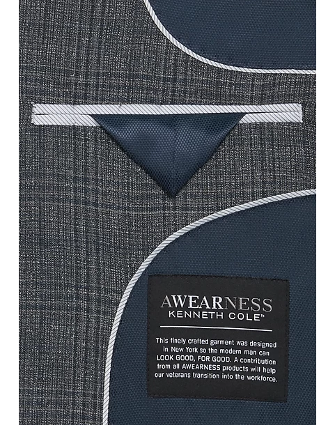 Awearness Kenneth Cole Modern Fit Sport Coat, Gray Plaid - Image 3