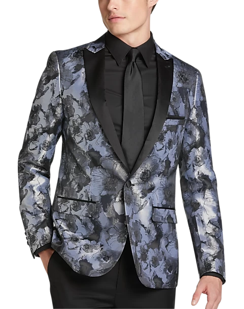 Paisley & Gray Slim Fit Dinner Jacket, Gray Jacquard