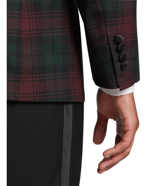 Paisley & Gray Slim Fit Dinner Jacket, Wineberry Plaid - Image 2