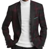 Paisley & Gray Slim Fit Dinner Jacket, Wineberry Plaid
