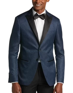 After Hours Slim Fit Satin Peak Lapel Dinner Jacket, Blue Paisley