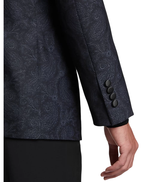 Egara Slim Fit Peak Lapel Dinner Jacket, Charcoal Paisley - Image 2