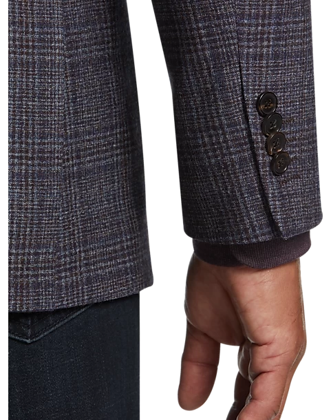 Joseph Abboud Slim Fit Sport Coat, Blue And Plum Plaid - Image 2