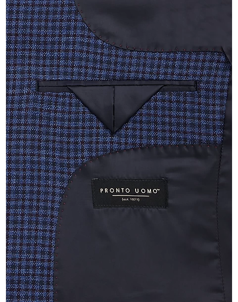 Pronto Uomo Modern Fit Sport Coat, Blue Check - Image 3
