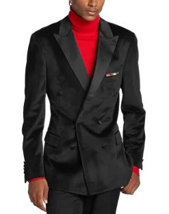 Paisley & Gray Slim Fit Double Breasted Dinner Jacket, Crimson Red