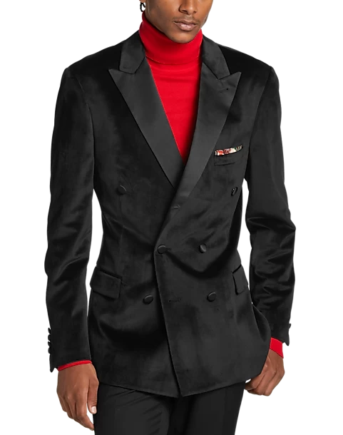Paisley & Gray Slim Fit Double Breasted Dinner Jacket, Crimson Red