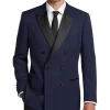 Egara Slim Fit Peak Lapel Double Breasted Dinner Jacket, Navy Tic