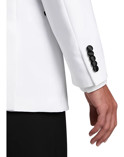 Egara Slim Fit Peak Lapel Double Breasted Dinner Jacket, White - Image 2