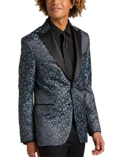 Egara Slim Fit Formal Dinner Jacket, Blue Floral