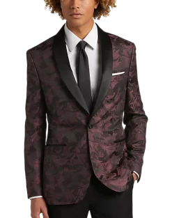 Egara Slim Fit Dinner Jacket, Maroon Floral