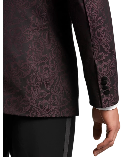 Egara Slim Fit Dinner Jacket, Burgundy Tapestry Jacquard - Image 2
