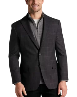 Awearness Kenneth Cole Modern Fit Sport Coat, Wine Windowpane
