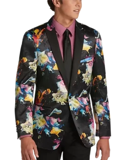 Paisley & Gray Slim Fit Dinner Jacket, Multicolor Abstract Art