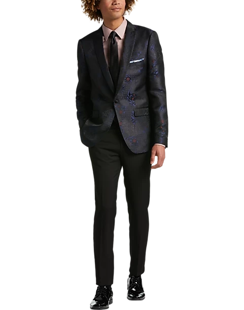 Paisley & Gray Slim Fit Dinner Jacket, Black, Navy & Burgundy Floral - Image 2
