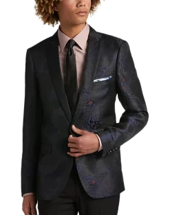 Paisley & Gray Slim Fit Dinner Jacket, Black, Navy & Burgundy Floral