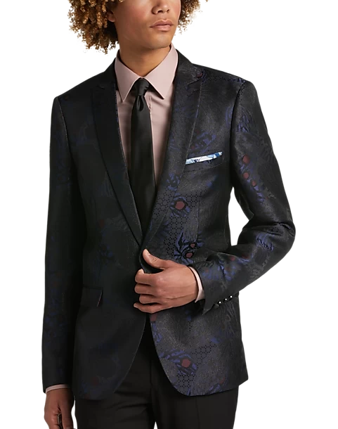 Paisley & Gray Slim Fit Dinner Jacket, Black, Navy & Burgundy Floral