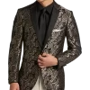 Paisley & Gray Slim Fit Dinner Jacket, Brown & Gold Jacquard