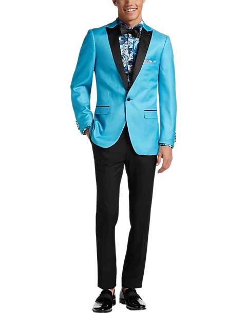 Paisley & Gray Slim Fit Dinner Jacket, Turquoise - Image 2