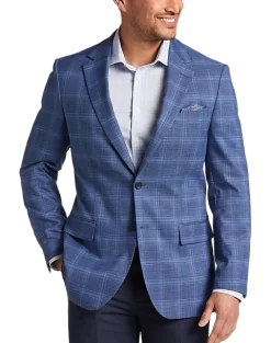 Pronto Uomo Modern Fit Notch Lapel Sport Coat, Blue Plaid