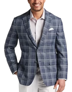 Joseph Abboud Modern Fit Notch Lapel Sport Coat, Blue Plaid