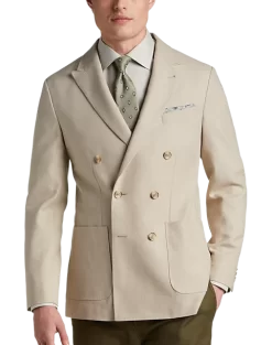 JOE Joseph Abboud Slim Fit Double Breasted Peak Lapel Sport Coat, White Tic