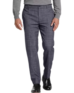 Michael Strahan Dress Pant, Navy Plaid