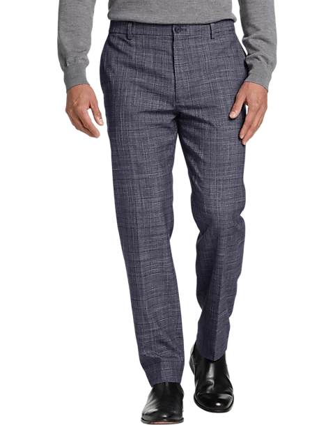 Michael Strahan Dress Pant, Navy Plaid
