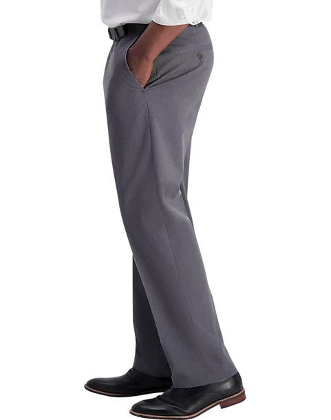 Haggar Iron-Free Premium Khaki® Classic Fit Flat-Front Pants, Charcoal - Image 3