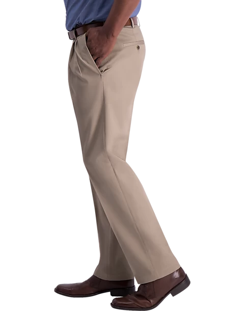 Haggar Iron-Free Premium Khaki® Classic Fit Pleated-Front Pants, Dark Navy - Image 3