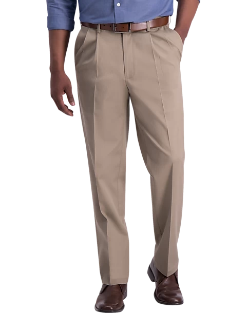 Haggar Iron-Free Premium Khaki® Classic Fit Pleated-Front Pants, Dark Navy