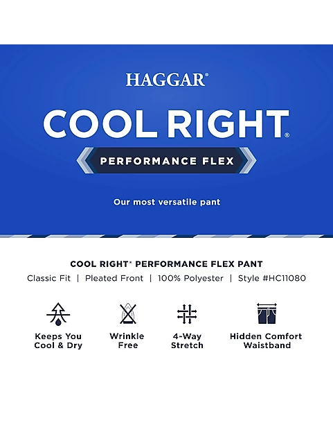Haggar Cool Right® Performance Flex Classic Fit Pleated-Front Pants, Black - Image 4