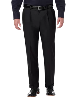 Haggar Premium Comfort Classic Fit Pleat-Front Pants, Charcoal Gray
