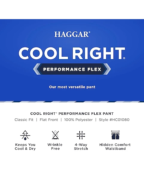 Haggar Cool Right® Performance Flex Classic Fit Flat-Front Pants, Midnight - Image 4