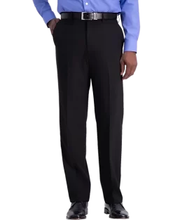 J.M. Haggar™ 4-Way Stretch Classic Fit Flat-Front Pants, Charcoal Heather