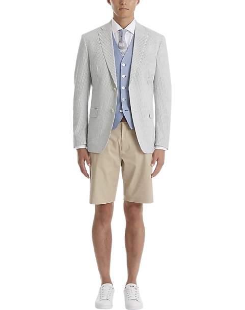 Lauren By Ralph Lauren Classic Fit Suit Separates Coat, Blue & White Seersucker - Image 5