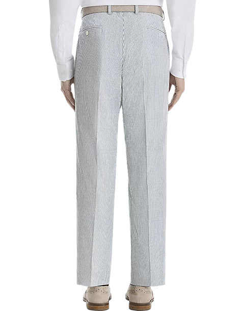 Lauren By Ralph Lauren Classic Fit Suit Separates Pants, Blue & White Seersucker - Image 2