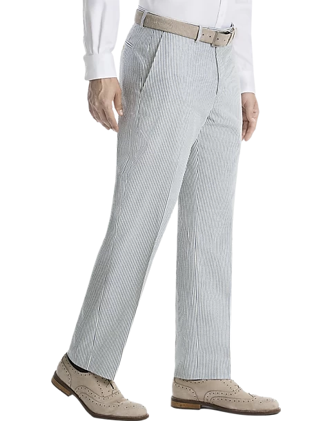 Lauren By Ralph Lauren Classic Fit Suit Separates Pants, Blue & White Seersucker - Image 3
