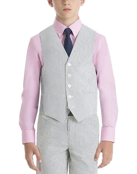 Lauren By Ralph Lauren Boys (Sizes 8-20) Suit Separates Vest, Blue & White Seersucker
