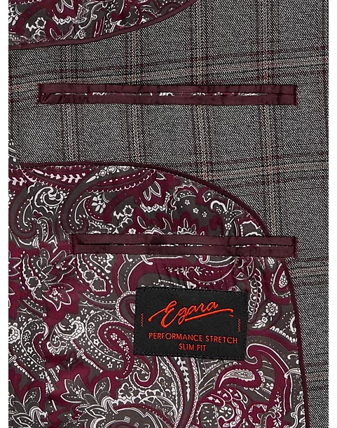 Egara Skinny Fit Suit Separates Coat, Wine Windowpane - Image 3